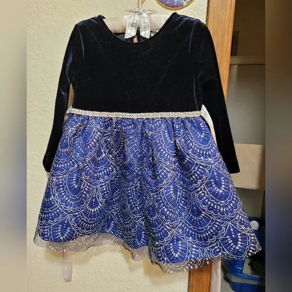 rare editions navy blue dress Rare Editions Sleeveless Lace Dress Fully Lined Navy Blue Girls Size 5
